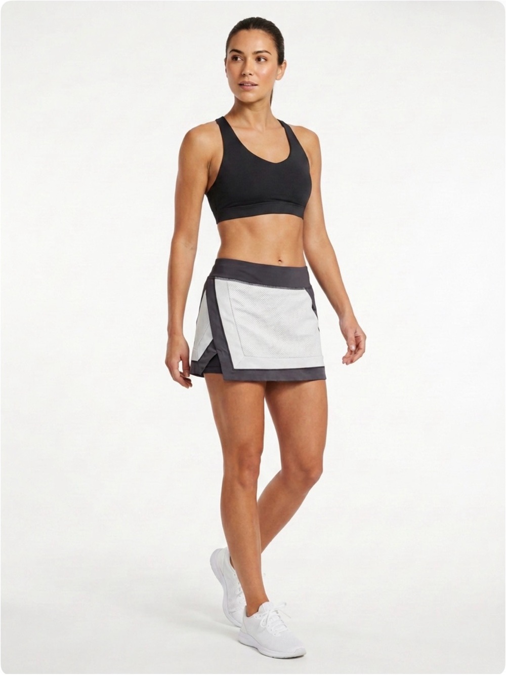 LULULEMON LIGHT IT UP SKIRT REFLECTIVE SILVER BLACK POCKETS EXERCISE ATHLETIC 4